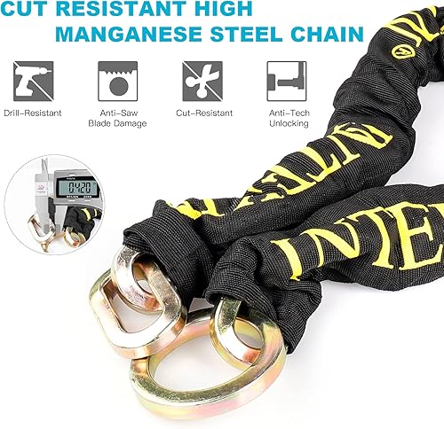 Miniatura 3 de Candado de cadena para motocicleta de 3.6 pies, cerradura de bicicleta de 0.394 in0.42 pulgadas de grosor, cerradura de cadena de seguridad