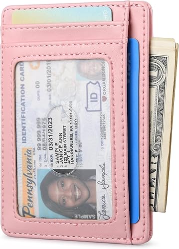 Miniatura 63 de Buffway - Billetera delgada minimalista de cuero con protección RFID para hombre y mujer