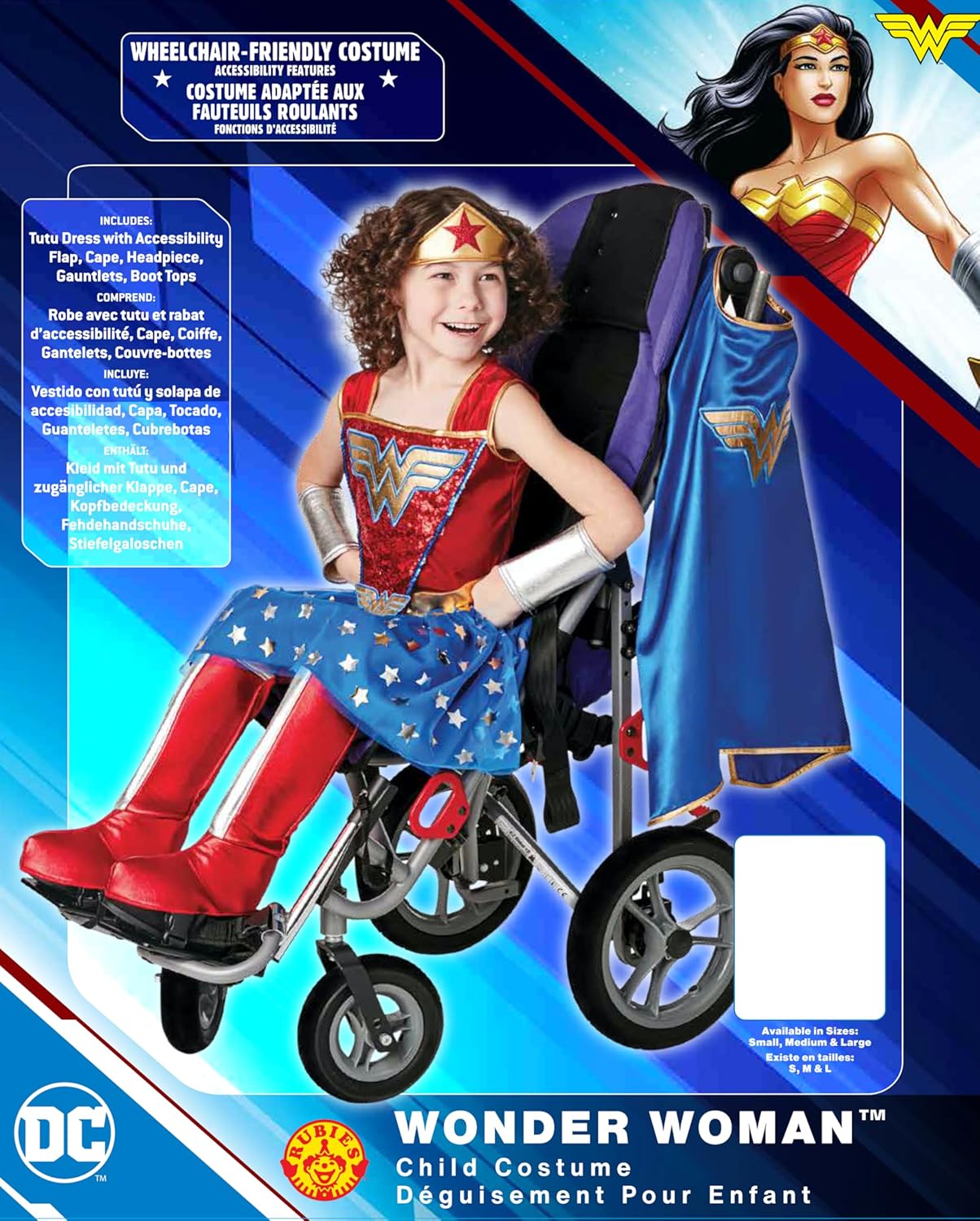 Rubies Child's DC Comics Wonder Woman Adaptive Costume, As Shown, Medium