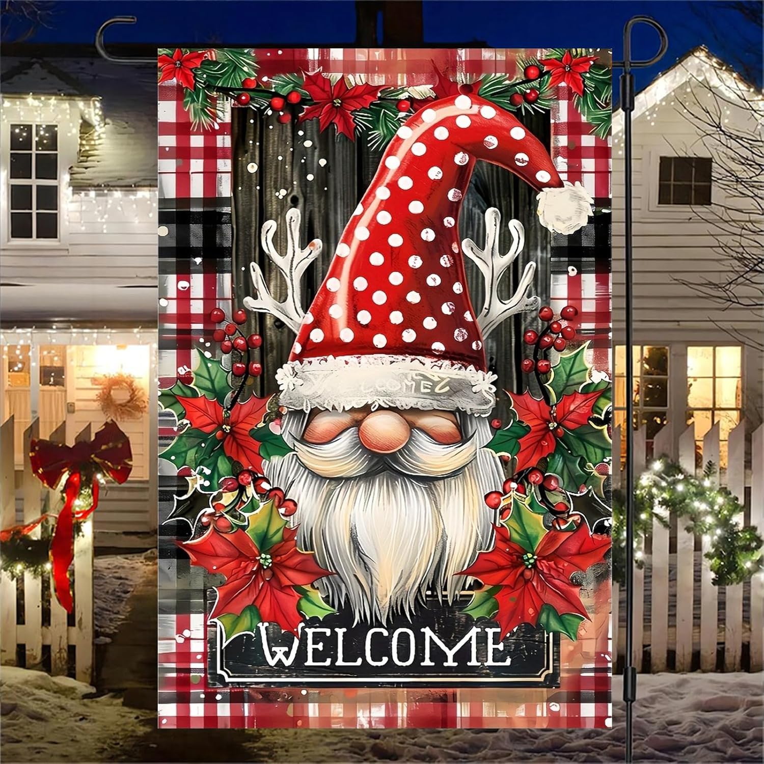 Christmas Gnome Garden Flags for Outside Winter Welcome Garden Flags 12x18 Double Sided Christmas Tree Gnome Small Holiday Lawn Flags Winter Gnomes Decorations for Yard Farmhouse - Image 7
