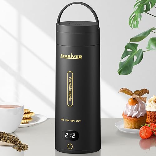 Hervidor eléctrico de viaje, hervidor eléctrico pequeño portátil para té y café, hervidor de agua caliente con 4 controles de temperatura y mantiene