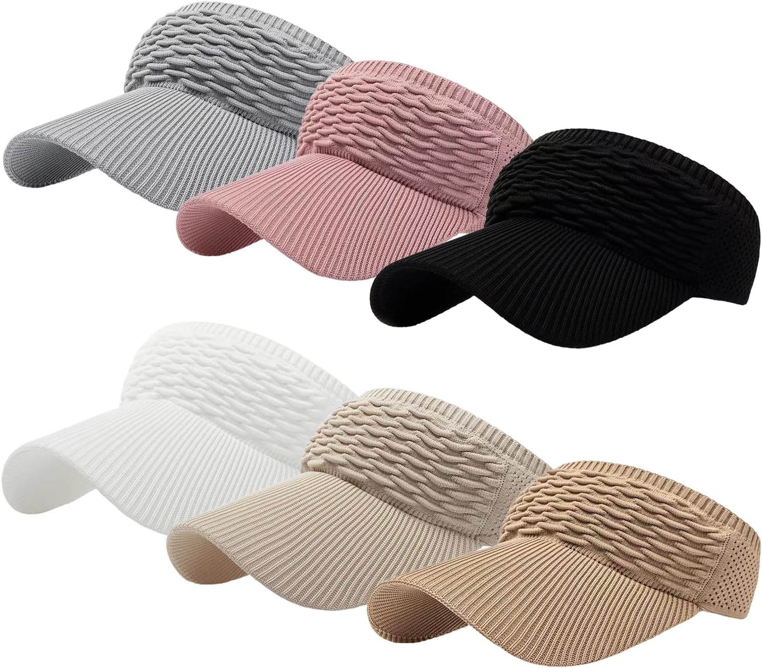 Sun Visor Hats, Wide Brim Sun Hats with UV Protection, Knitted Running Visors for Women - Ponytail Friendly, Quick Drying