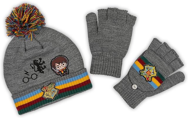 Harry Potter Rainbow Gryffindor Kids Pom Pom Beanie & Glove Set