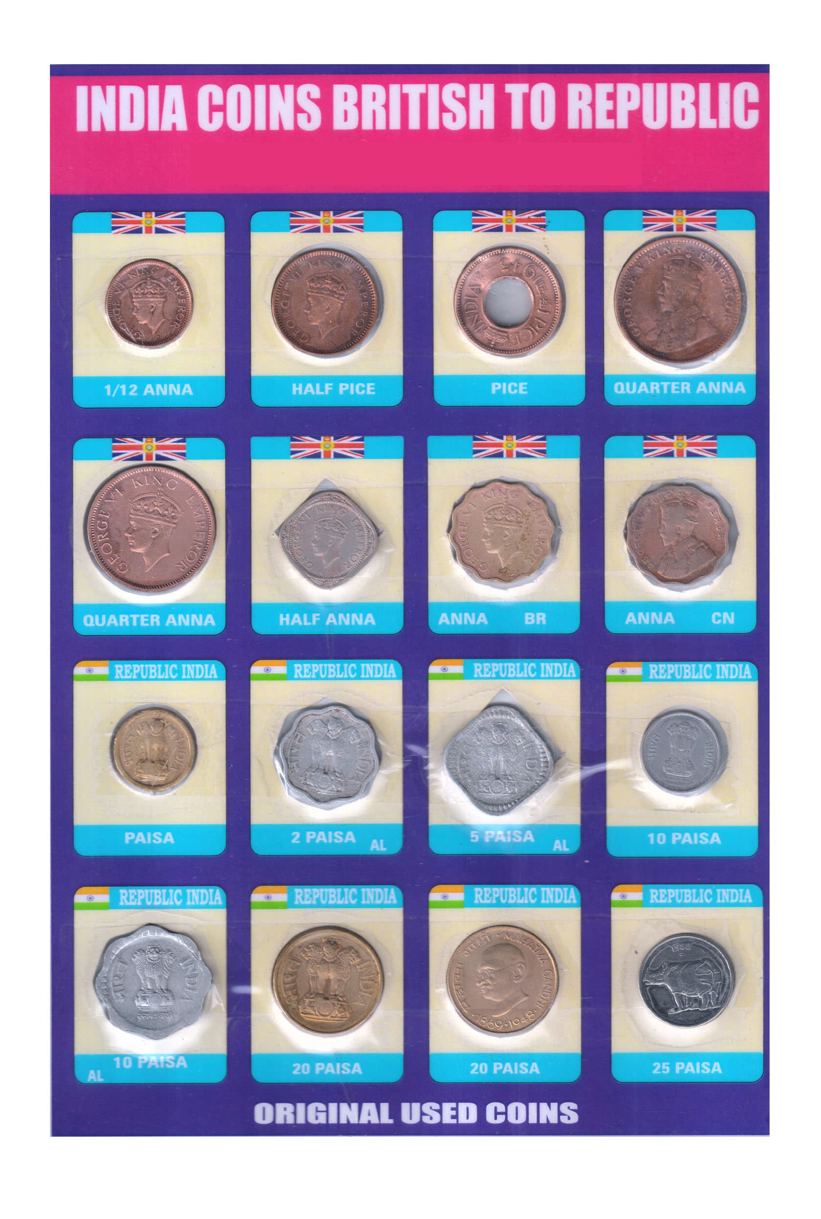 British to Republic 16 India Coins