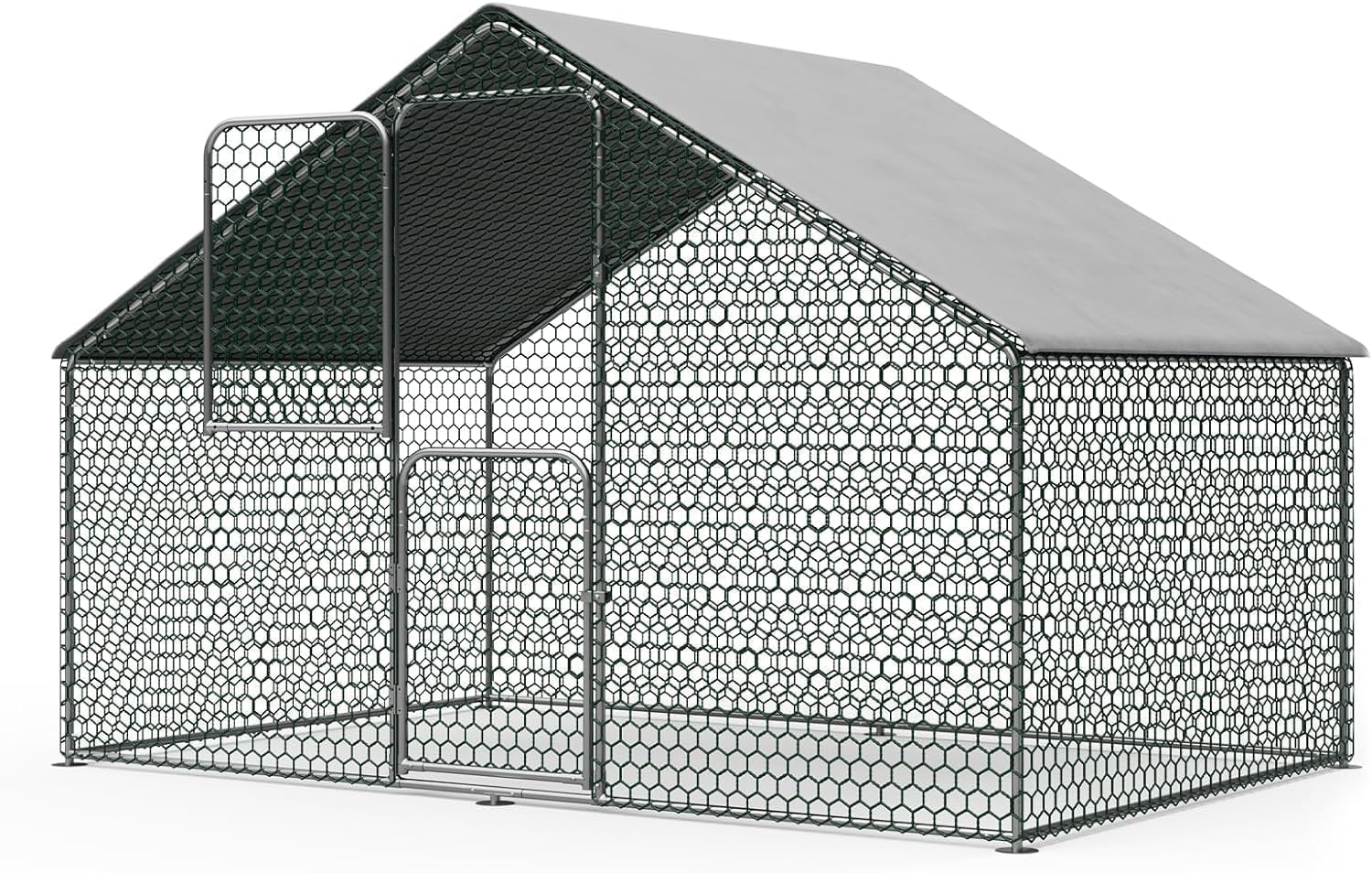 2 PCS Large Chicken Coop Walk in Chicken Run House, Chicken Pens Cage Outdoor, Metal Portable Chicken Tractor Cage Enclosure Crate Outside for Small Animals Duck Rabbit Hen