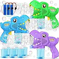 3 Bubble Guns Kids Toys - Rechargeable Bubbles Machine Outside Toys for Ages 3-5 Birthday Gift 3 4 5 6 7 8 Year Old Christmas Stocking Stuffers New Year Eve Gift Easter Valentine (Green+Blue+Purple)