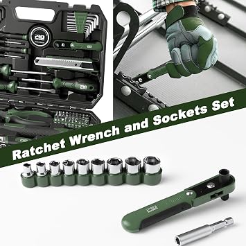 Prostormer 160-Piece Tool Set, Basic Home Repair Kit, Green