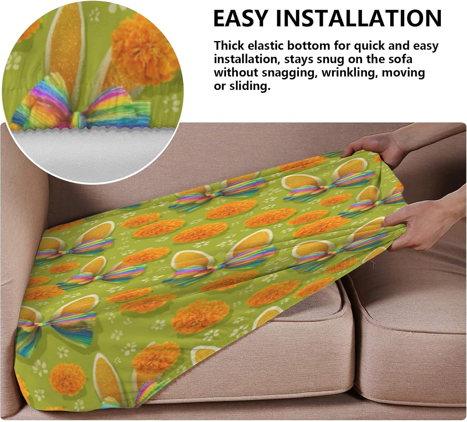 Bright Bow Motif Loveseat Covers Couch Covers for 2 Cushion Couch, 2-Piece Stretch Sofa Slipcovers Anti-Slip Washable Furniture Protectors for Dogs Pets