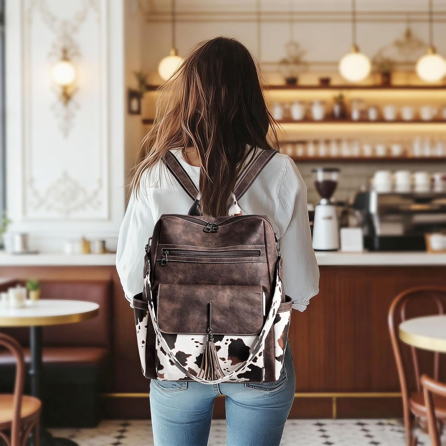 PU Leather Backpack Purse for Women Fashion Tassel Designer Ladies Shoulder Bags Designer Large Backpack Casual Daypacks
