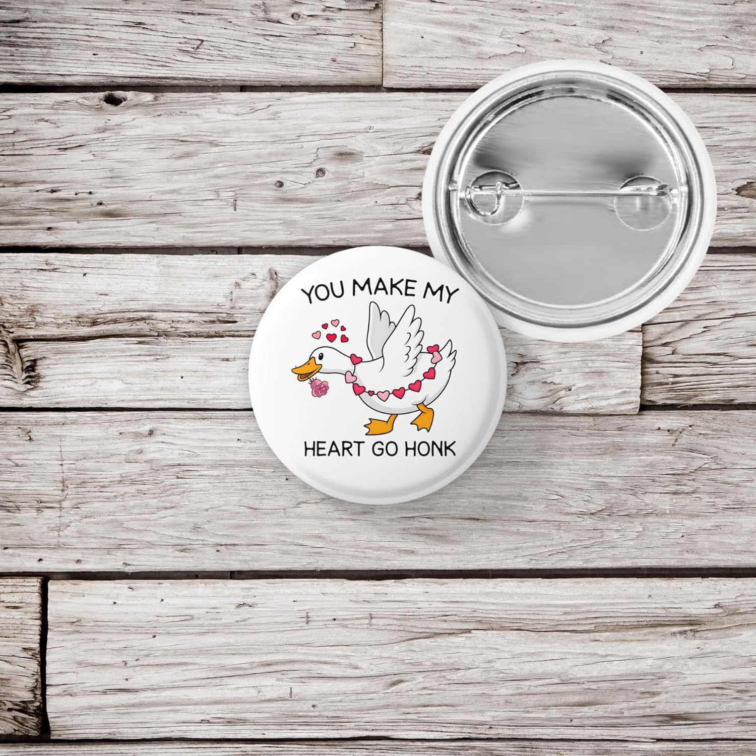 You Make My Heart Go Honk Pin Button – Cute Goose Valentine Love Pinback Badge, Funny Romantic Gift for Valentine’s Day