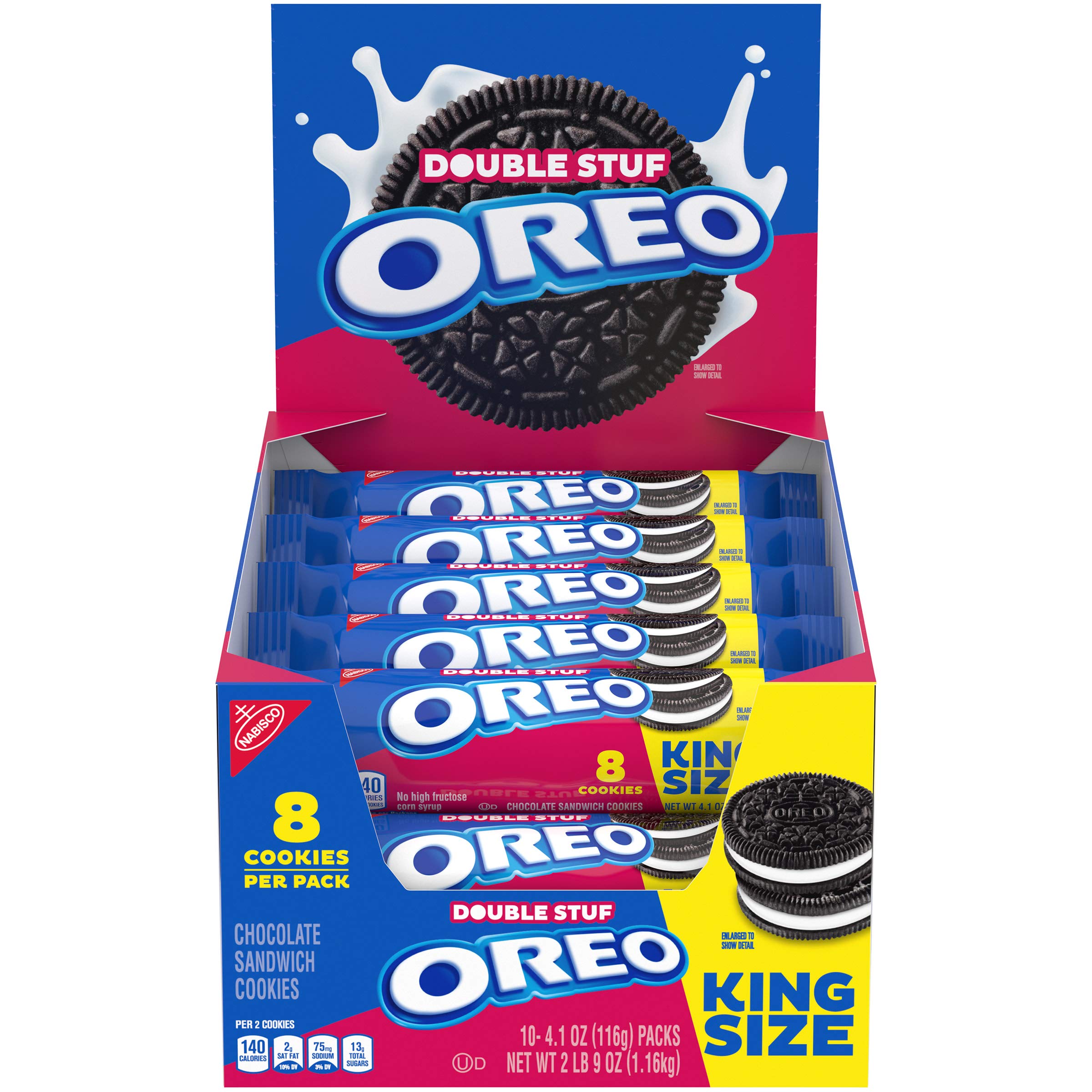 OREO Double Stuf Chocolate Sandwich Cookies, Original Flavor, 10 King