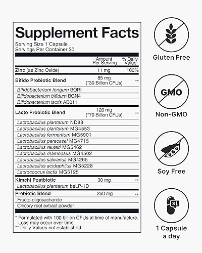 Miniatura 8 de K-Nutra Daily Synbiotic+  30 cápsulas  Prebióticos, probióticos y postbióticos 4 en 1  100 mil millones de UFC  Suplemento de salud intestinal y
