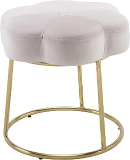 Linon Light Pink and Gold Vanity and Accent Talulah Stool