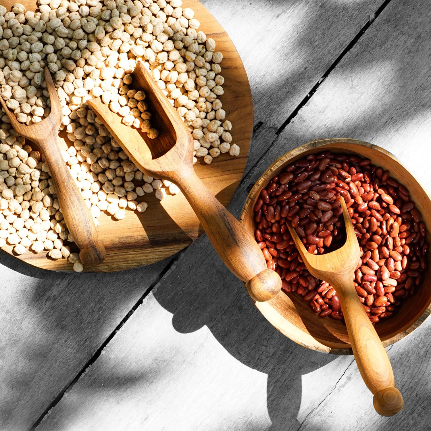 Rico & Plato Teak Lentil Scoop with Long Handle Set | 7 2/7