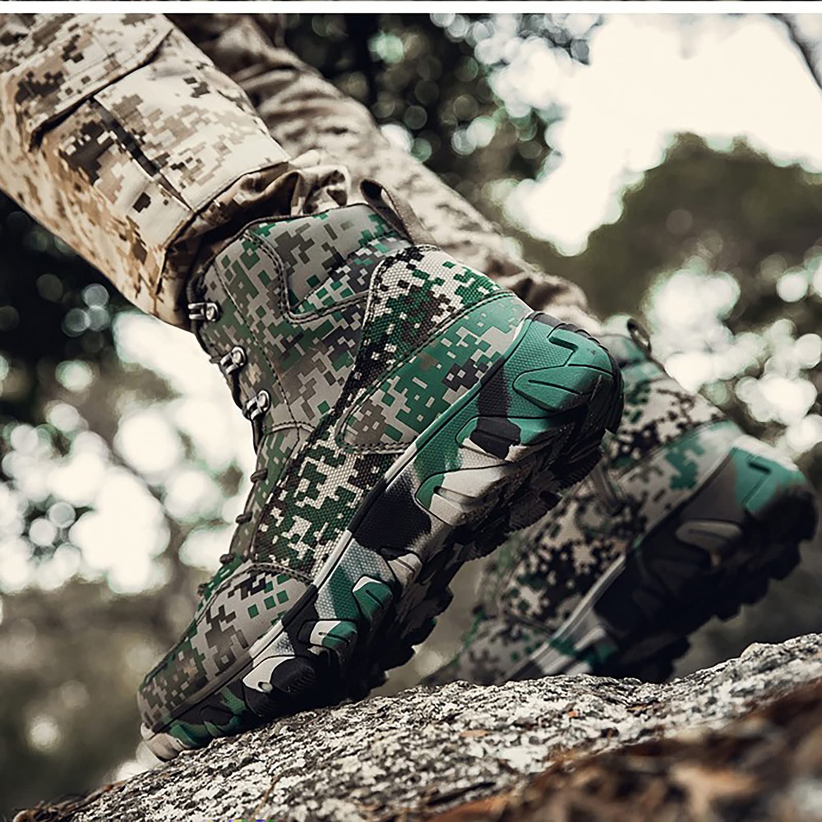 Bottes d'extérieur pour hommes bottes tactiques militaires légères chaussures de travail de Police à lacets bottes de Combat de l'armée Commando,Camouflage-42