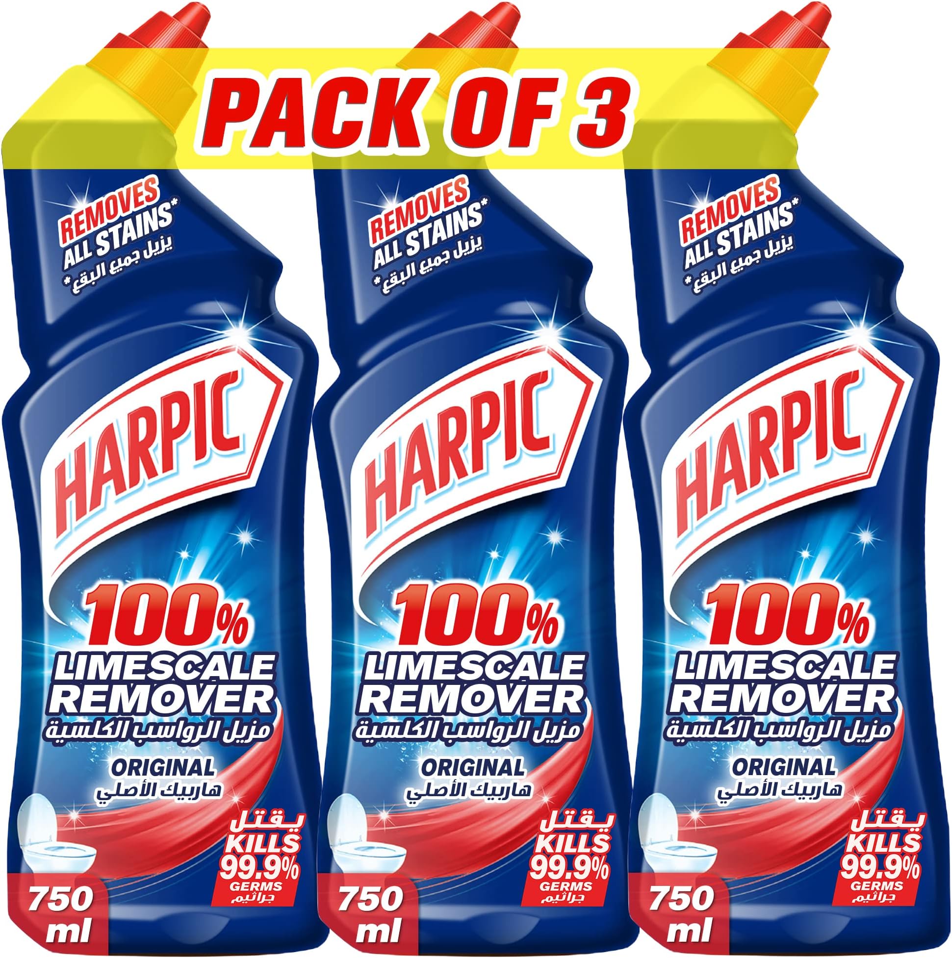 Harpic Original Toilet Cleaner, 100% Limescale Remover, 750 ML ( Pack Of 3 )