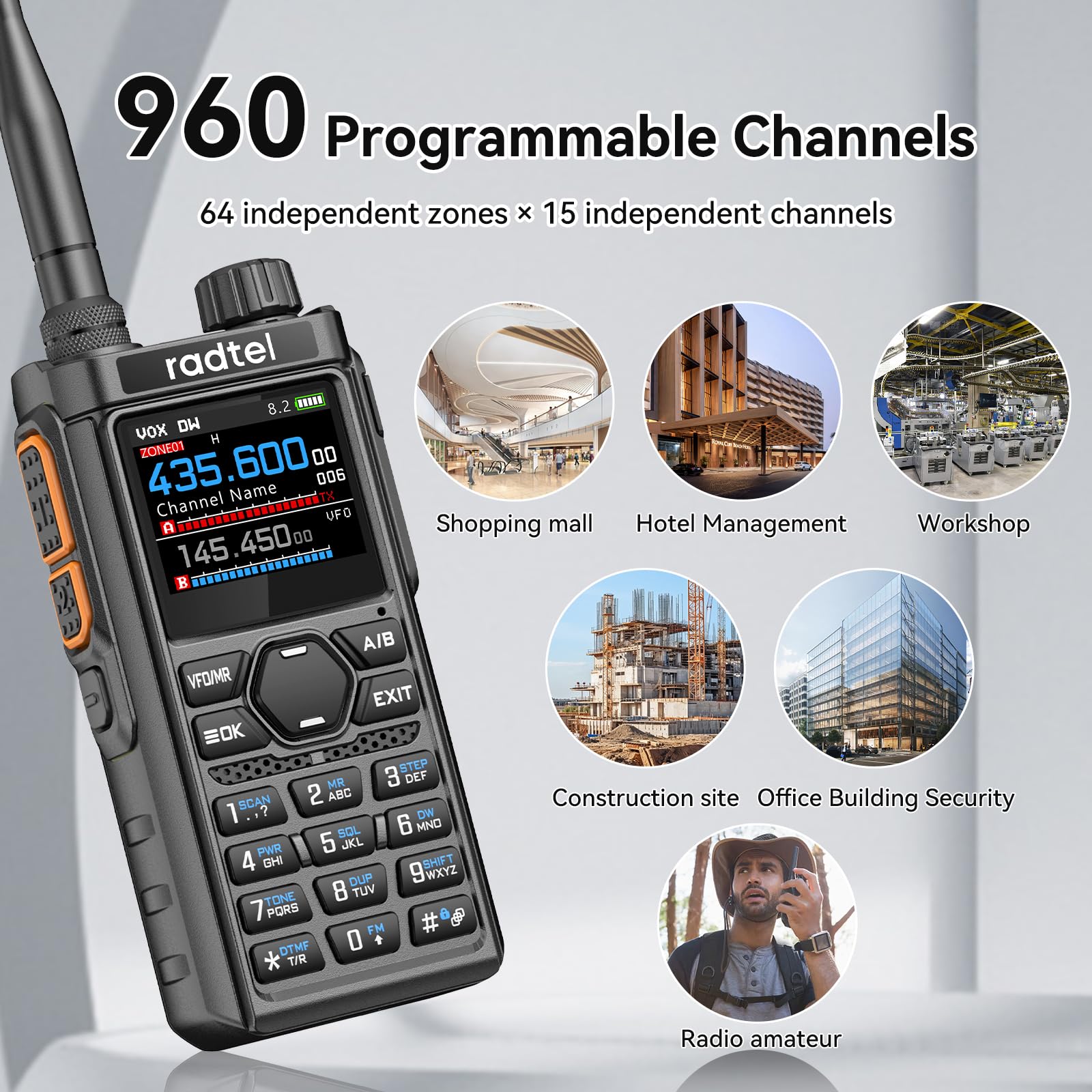 Radtel RT-910B 5W UHF VHF Dual Band Radio bidirezionale Radio amatoriale da 6 metri Walkie Talkie programmabile Bluetooth Tipo C Radio portatile VOX ricaricabile a mani libere per veicoli e esterni
