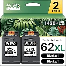 62XL Ink Cartridges Black for HP Ink 62 for HP 62 Black Ink Cartridges High Yield Works with HP Envy 5540 5544 5545 5642 5660 5664 7640 7645 OfficeJet 200 250 258 5740 5745 Series | C2P05AN 2 Black