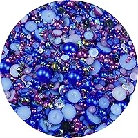 Vista 19 de Cuentas de resina con diamantes de imitación, mitad redonda, cuentas de perlas planas de 30 g, cuentas de media perla con diamantes de imitación