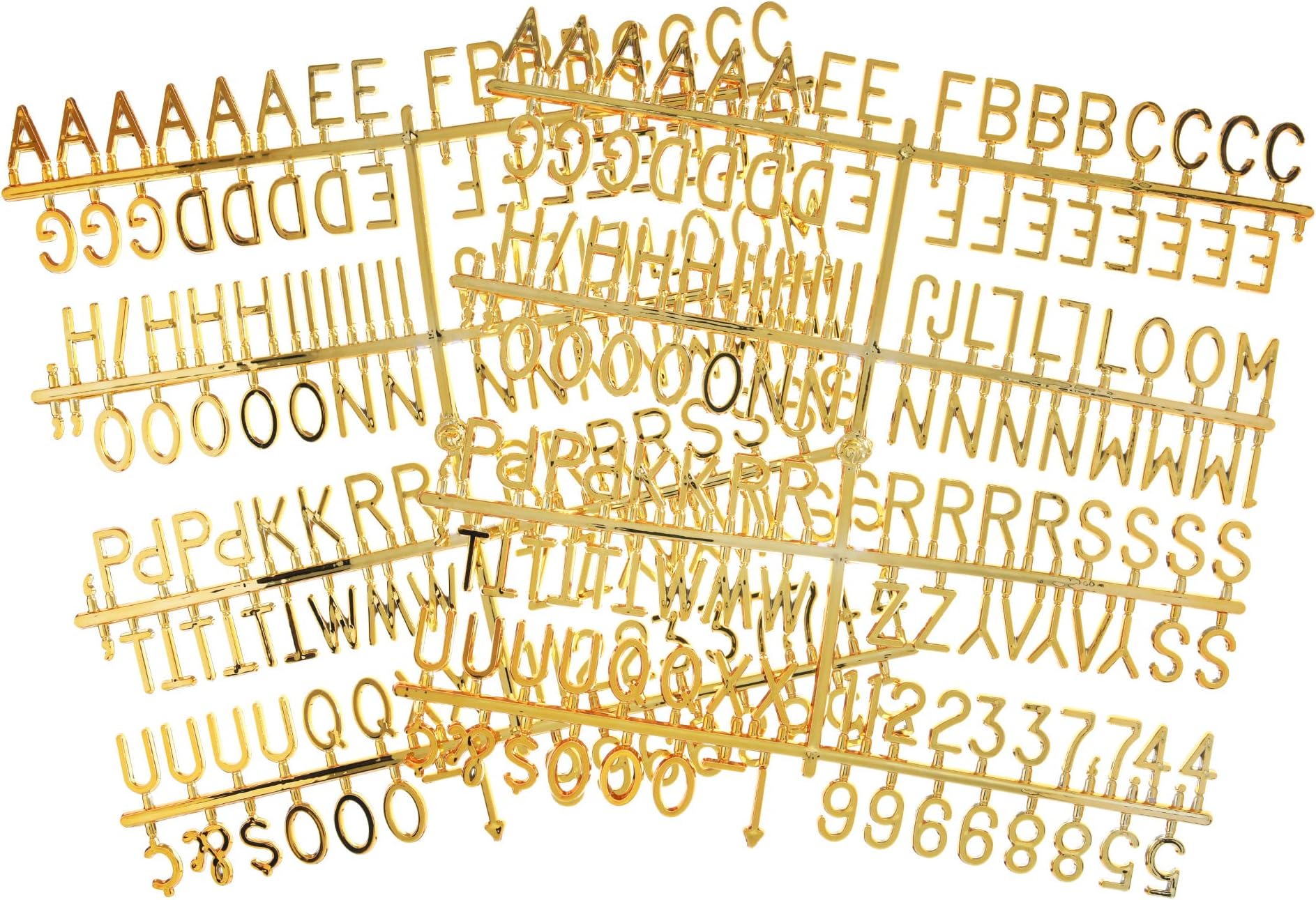 3/4 Inch Letters for Felt Letter Boards, 294 Pieces Including Characters, Numbers & Symbols for Changeable Plastic Message Boards (Gold)