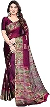 SuperLaxmi Women's Chiffon Floral Printed Saree with Blouse Piece