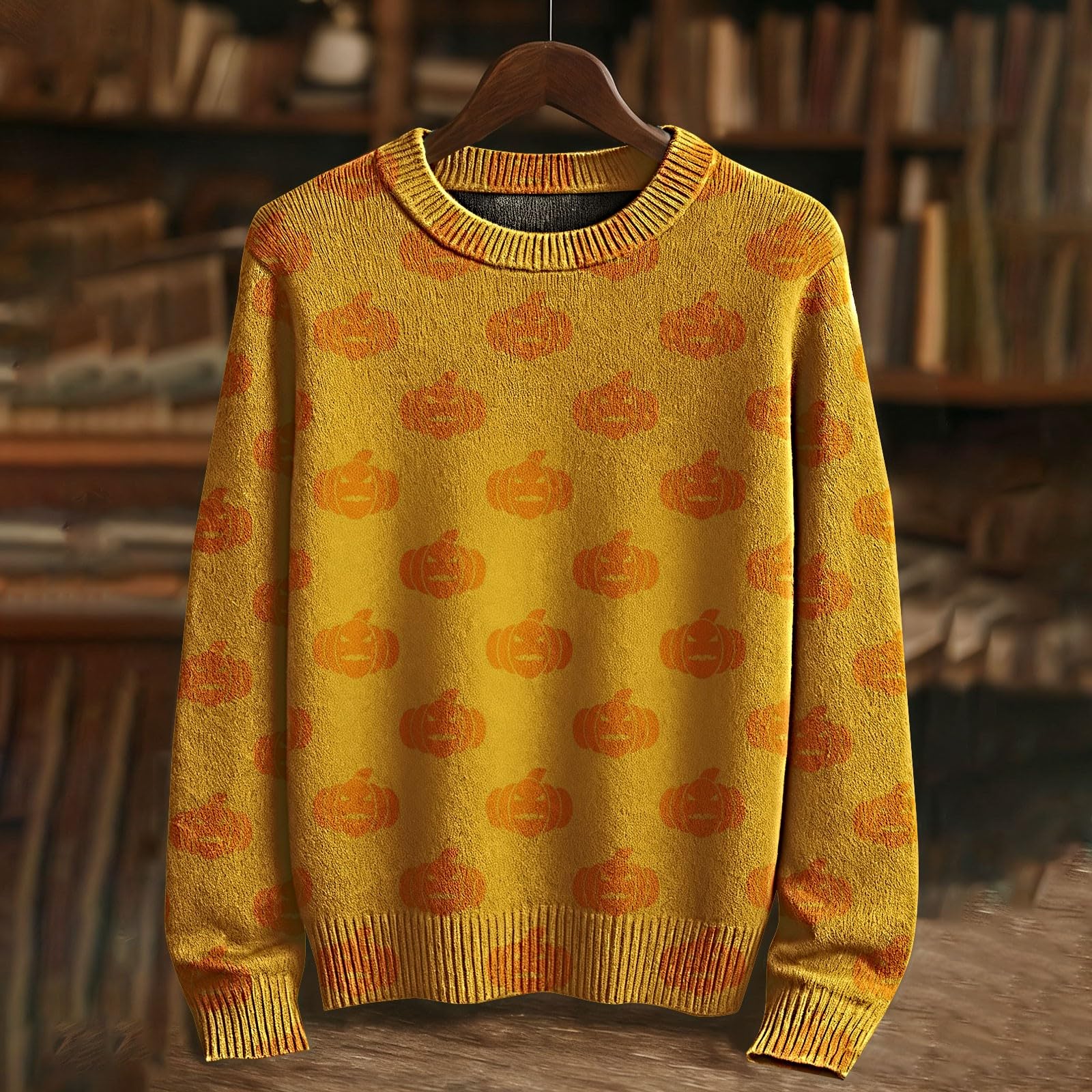 Camicie di Halloween per gli uomini Felpe a maniche lunghe con stampa zucca | Uomini Halloween Spooky Maglioni Divertente Zucca Stampa Maglia Pullover Top Festa Festa Costumi Girocollo Manica Lunga Felpe