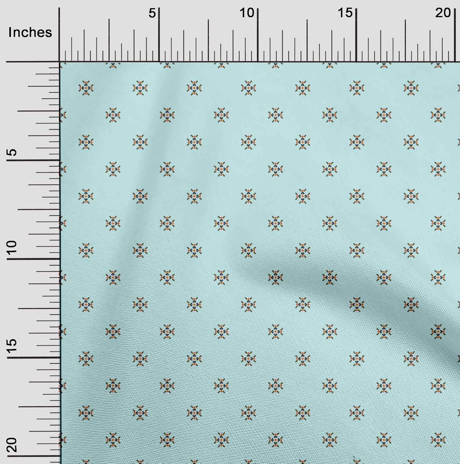oneOone Polyester Spandex Baby Blue Fabric Diamond Shape Small DIY Clothing Quilting Fabric Print Fabric by Yard 56 Inch Wide