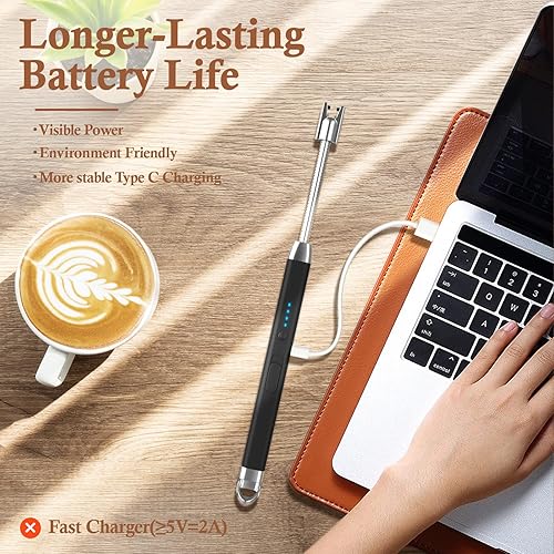 Miniatura 5 de Regalos de Navidad para mujeres, encendedores de velas eléctricos, paquete de 2 unidades, para hombres, luz LED, encendedor de arco, recargable, sin