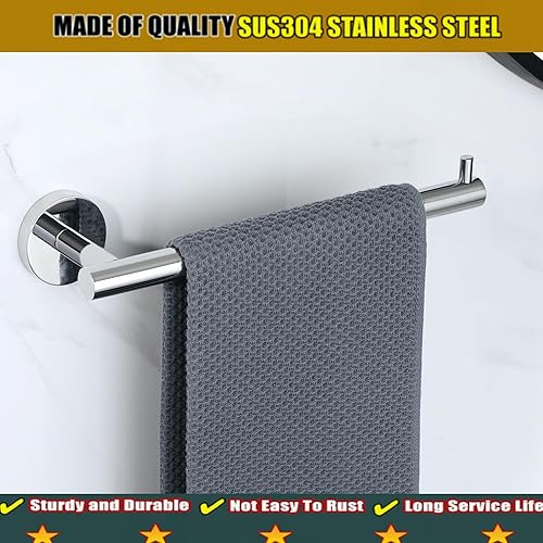 Miniatura 2 de Alise Toallero de mano para baño, toallero para baño, montaje en pared, toallero de acero inoxidable SUS304, para almacenamiento, cromo pulido