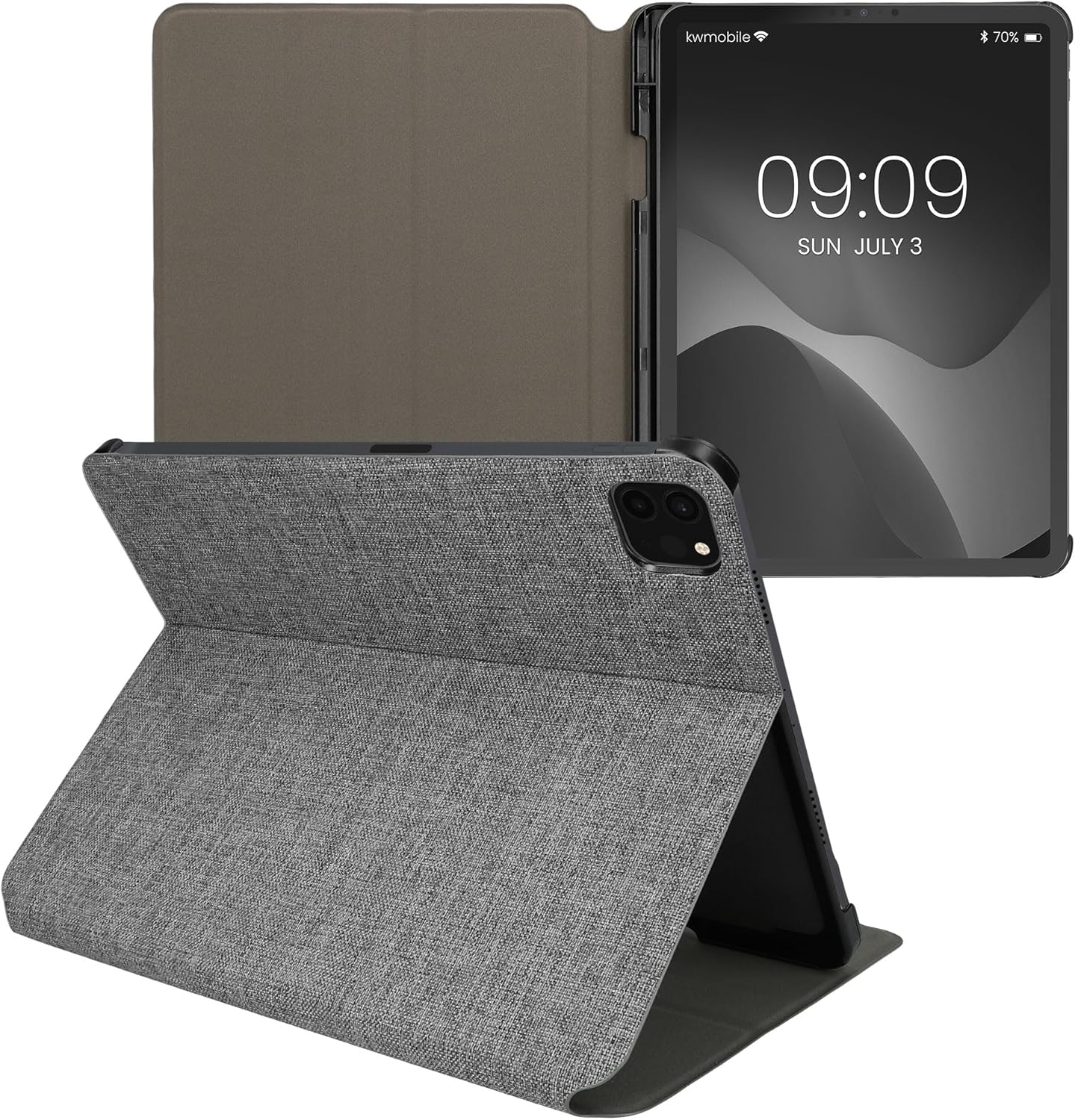 kwmobile Case Compatible with Apple iPad Air 11" (6. Gen 2024) / Air 4/5 / iPad Pro 11" (2020/2021/2022) - Slim Book Style Tablet Cover with Stand Feature - Grey