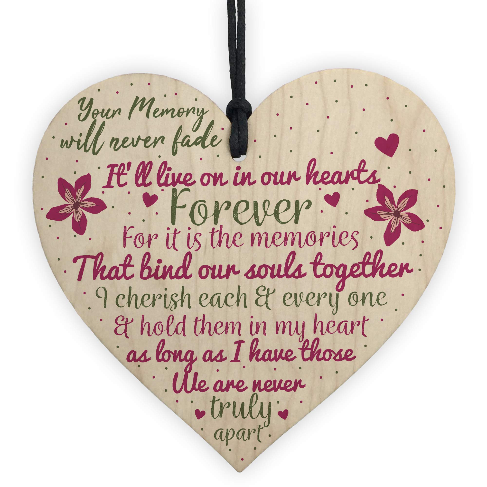 Red Ocean Wooden Heart Keepsake Memorial Plaques For Mum Dad Nan Grandad Friend Gifts