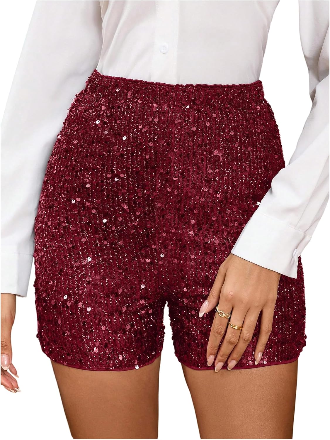 SweatyRocks Women's Sequin Mini Shorts Skinny Glitter Party Rave Nightwear