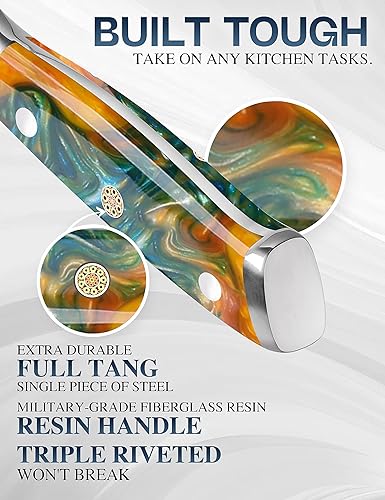 Miniatura 4 de WILDMOK Cuchillo de chef, cuchillo de chef japonés VG10 de acero Damasco de 7 pulgadas, cuchillo de cocina, cuchillo de cortar, cuchillos de cocina