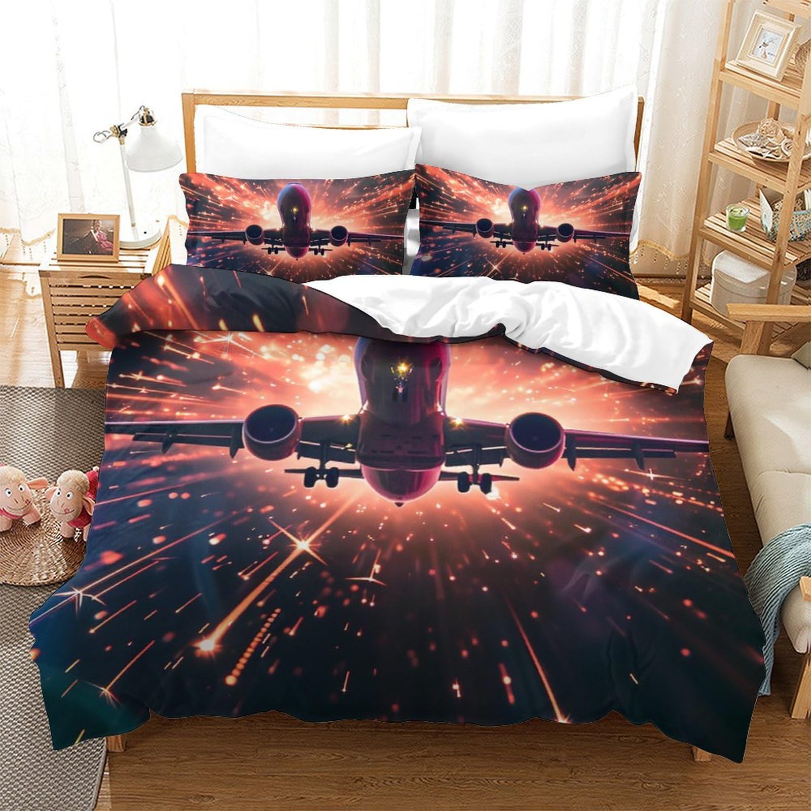 Housse de couette avion de passagers 3D King 220x240cm : le cadeau idéal pour passionné