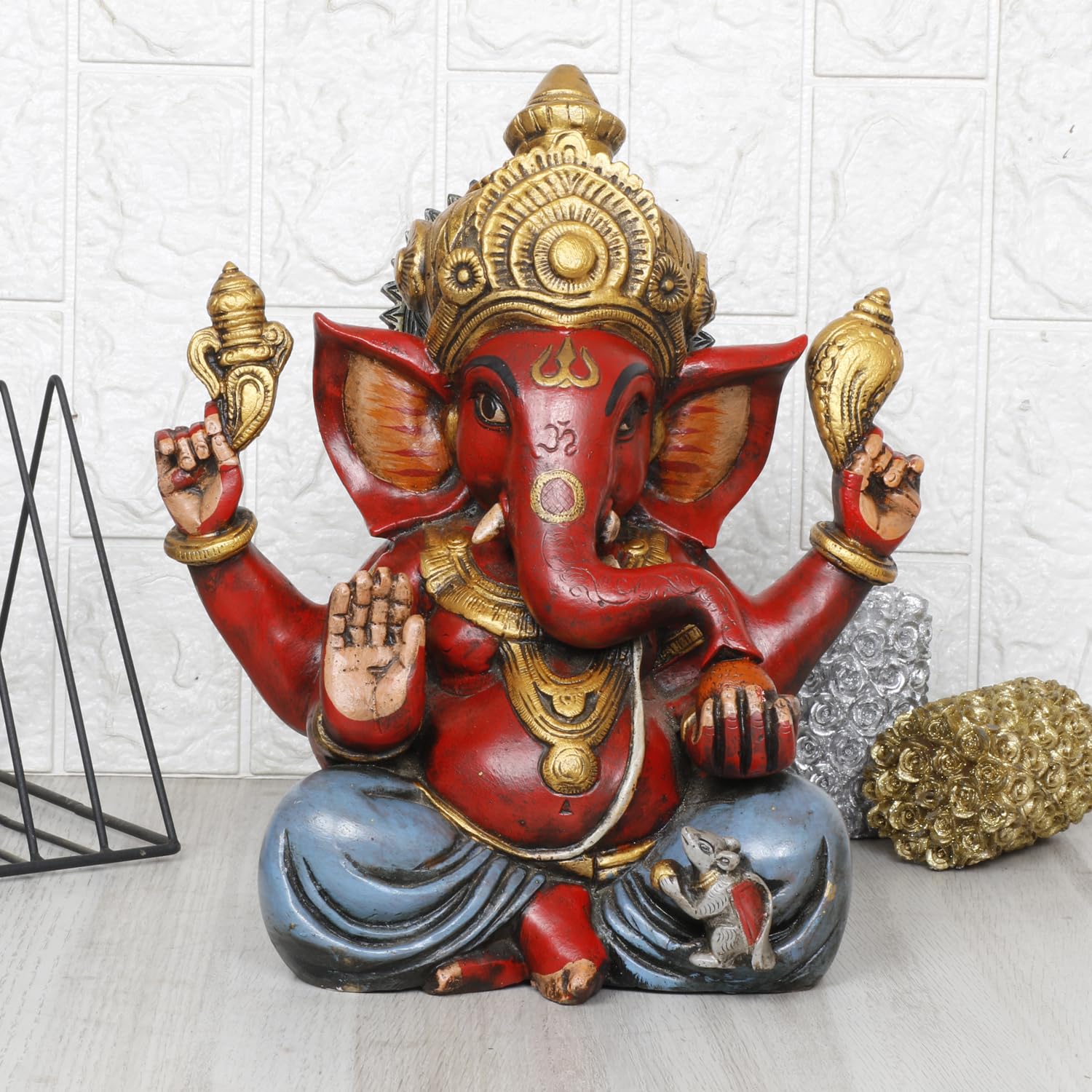 Ganesh Bhagwan en laiton de 30 cm pour harmoniser une entrée sombre et sans vie