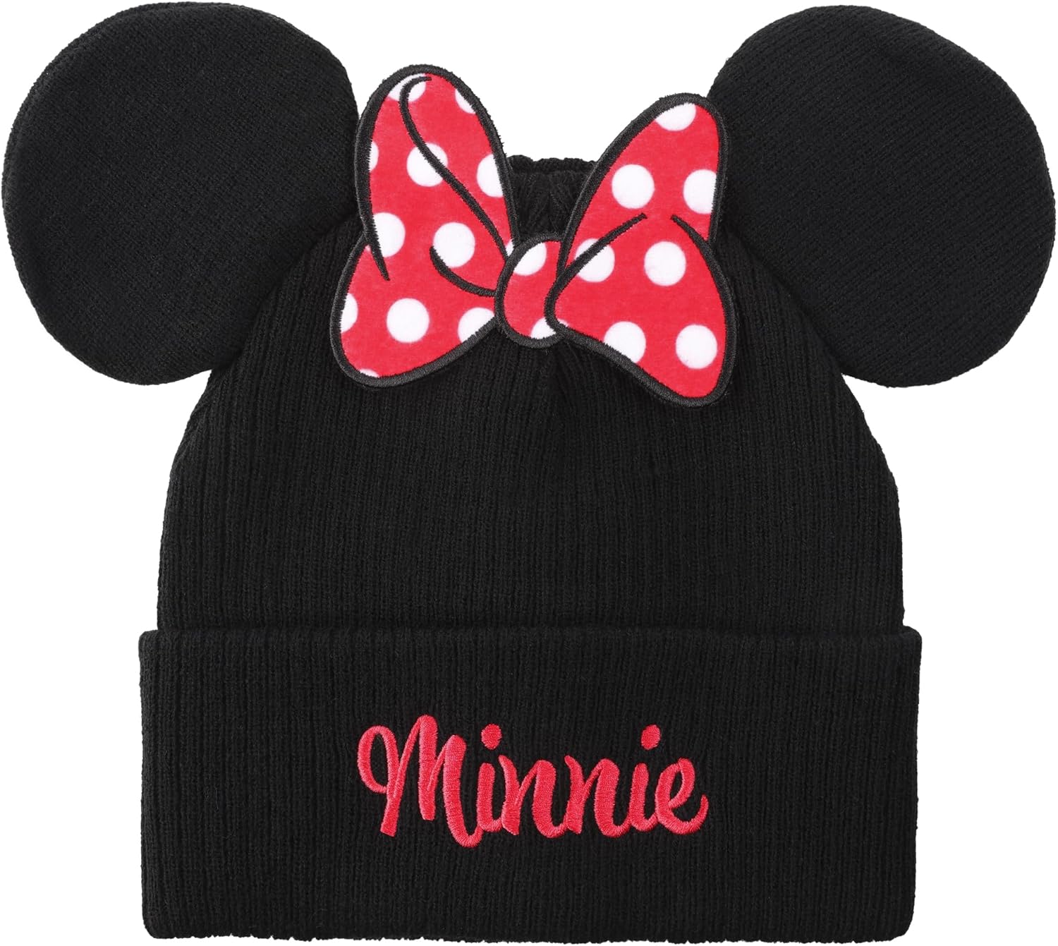Bioworld Minnie Mouse Bow with Ear Poms Cuff Beanie