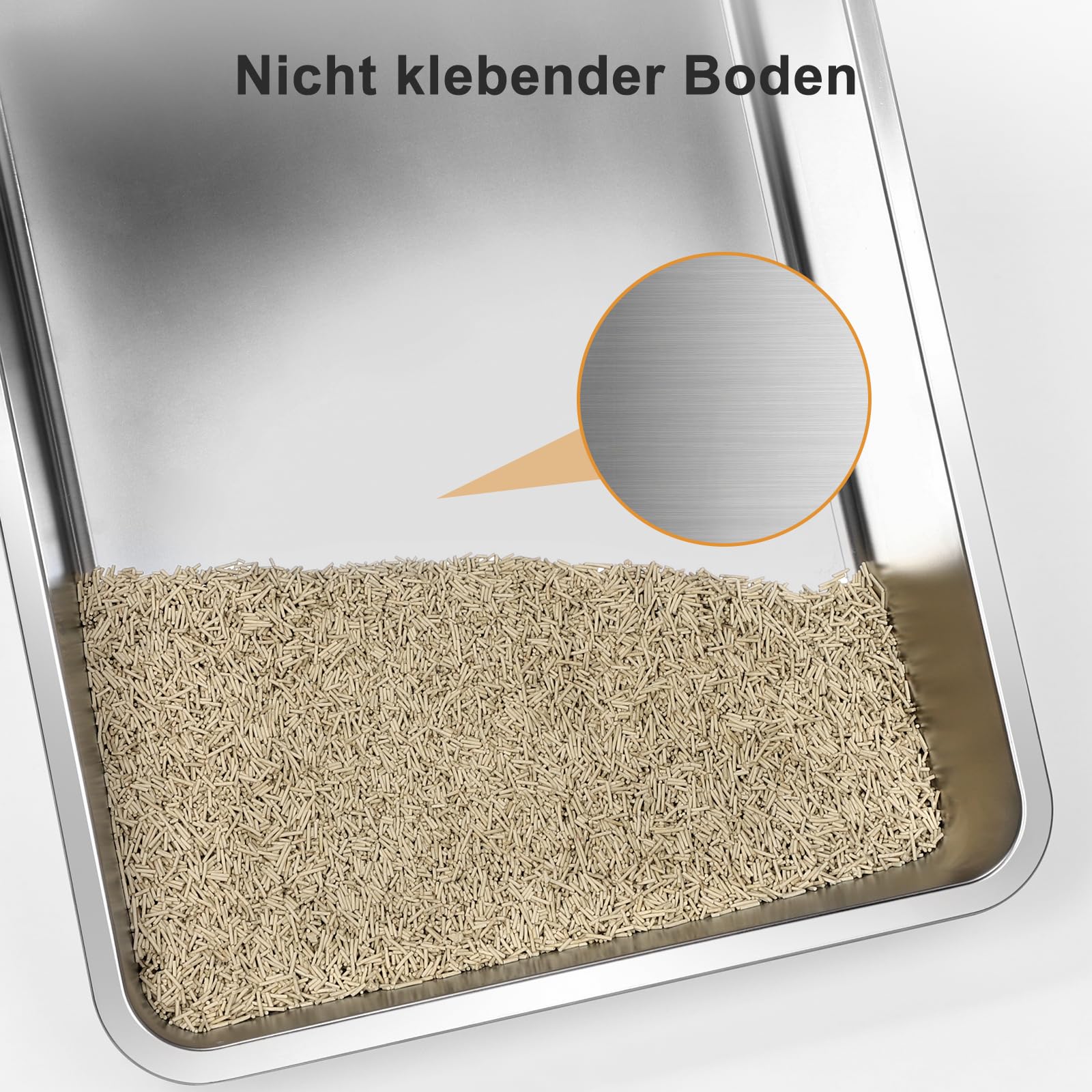 MIXJOY XXXL Katzenklo Edelstahl, Katzenklo Extra Groß 71x51x30 cm, Offene Katzentoilette Edelstahl Passend für Große Katzenrassen und Mehrkathenhaushalte, Großformatige Hochrand-Ausführung