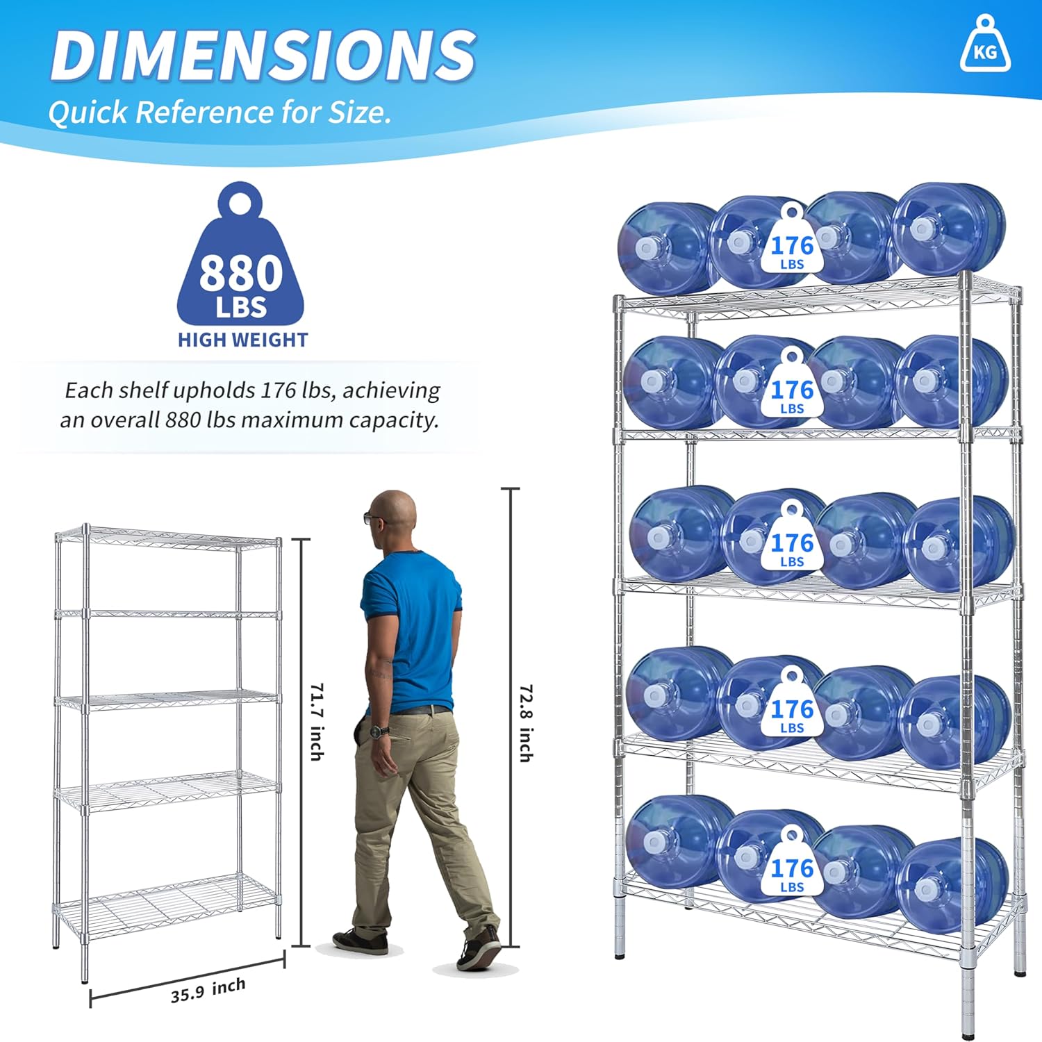 YSSOA 3-Tier Heavy Duty Storage Shelves 750Lb Capacity, 24.02" D x 13.78" W x 29.92" H Adjustable Shelving Unit with Wheels, Chrome