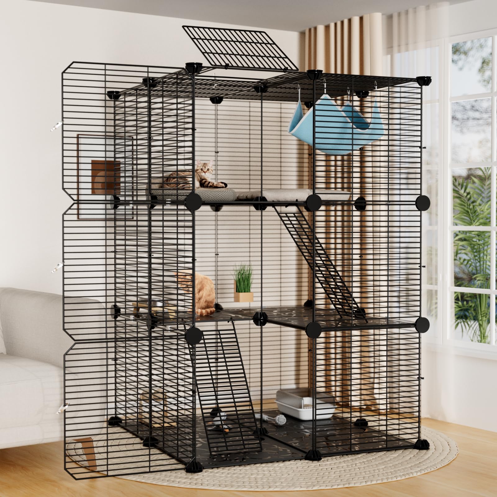 STILLCOVE Cat Cage - With Hammock & Stable Design -12