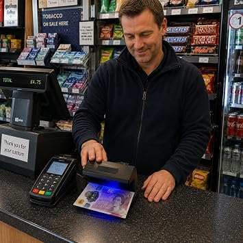 Counterfeit Notes Money Detector - UV Bulb Light Fake Note Detector for All Businesses - Note Checker Easily Spots Fake Money Notes - Fraud Prevention Money Checker to Test ID - British Brand