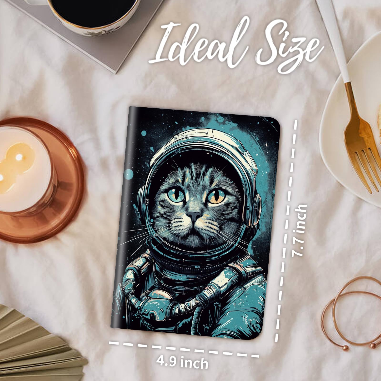 Server Book for Waitress, Leather Waiter Book Server Wallet with Zipper Pocket, Cute Waitress Book & Waitstaff Organizer with Money Pocket Fit Server Apron,Illustration Cat