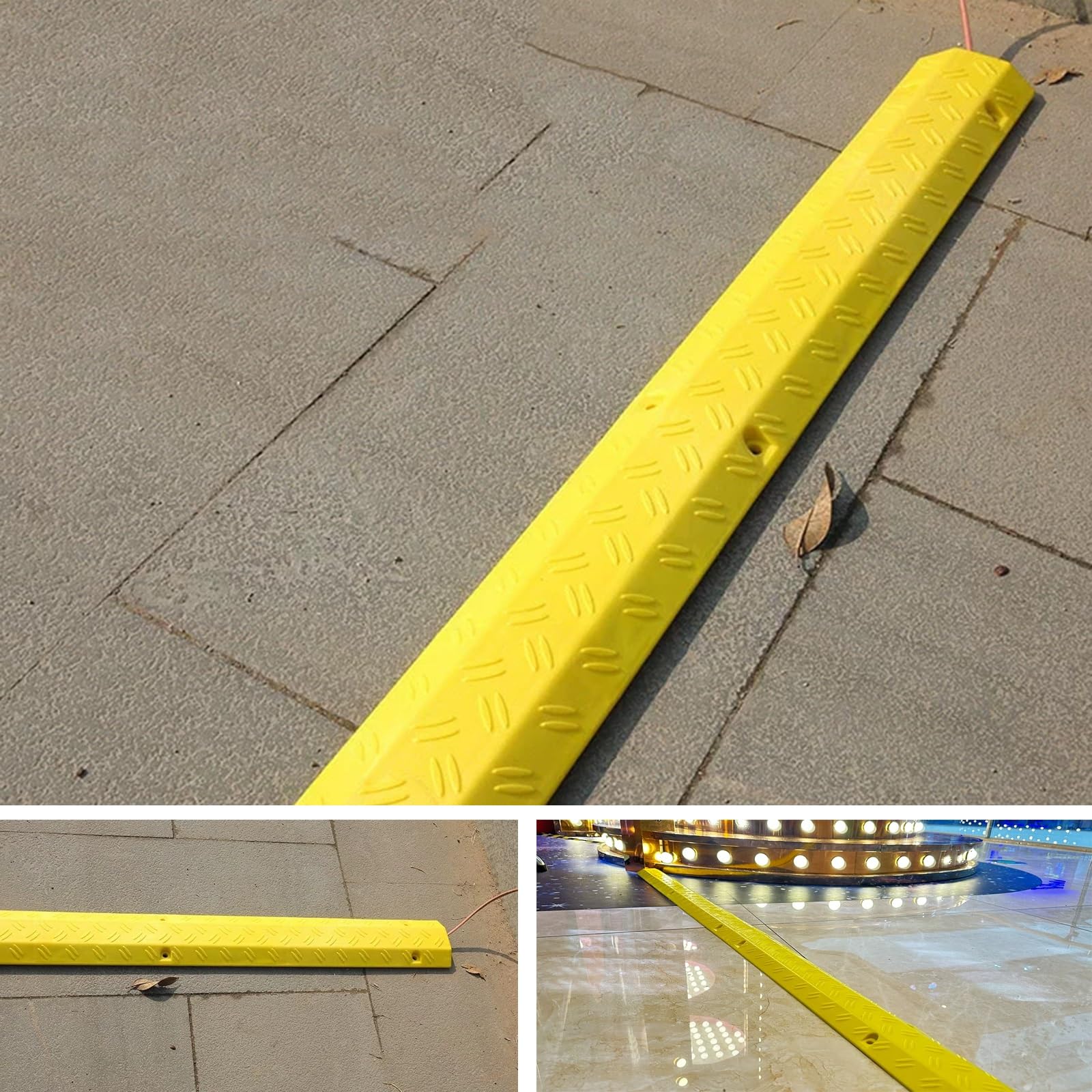 Cubierta de cable, rampa protectora de cable de PVC, tope de velocidad modular de 1 canal con 6 pernos, capacidad de carga de 660 libras para uso en interiores y exteriores