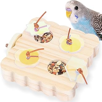 Mygeromon Bird Foraging Toys Wooden Parakeet Feeder Perch Cage Accessories for Small Parrots/Budgie