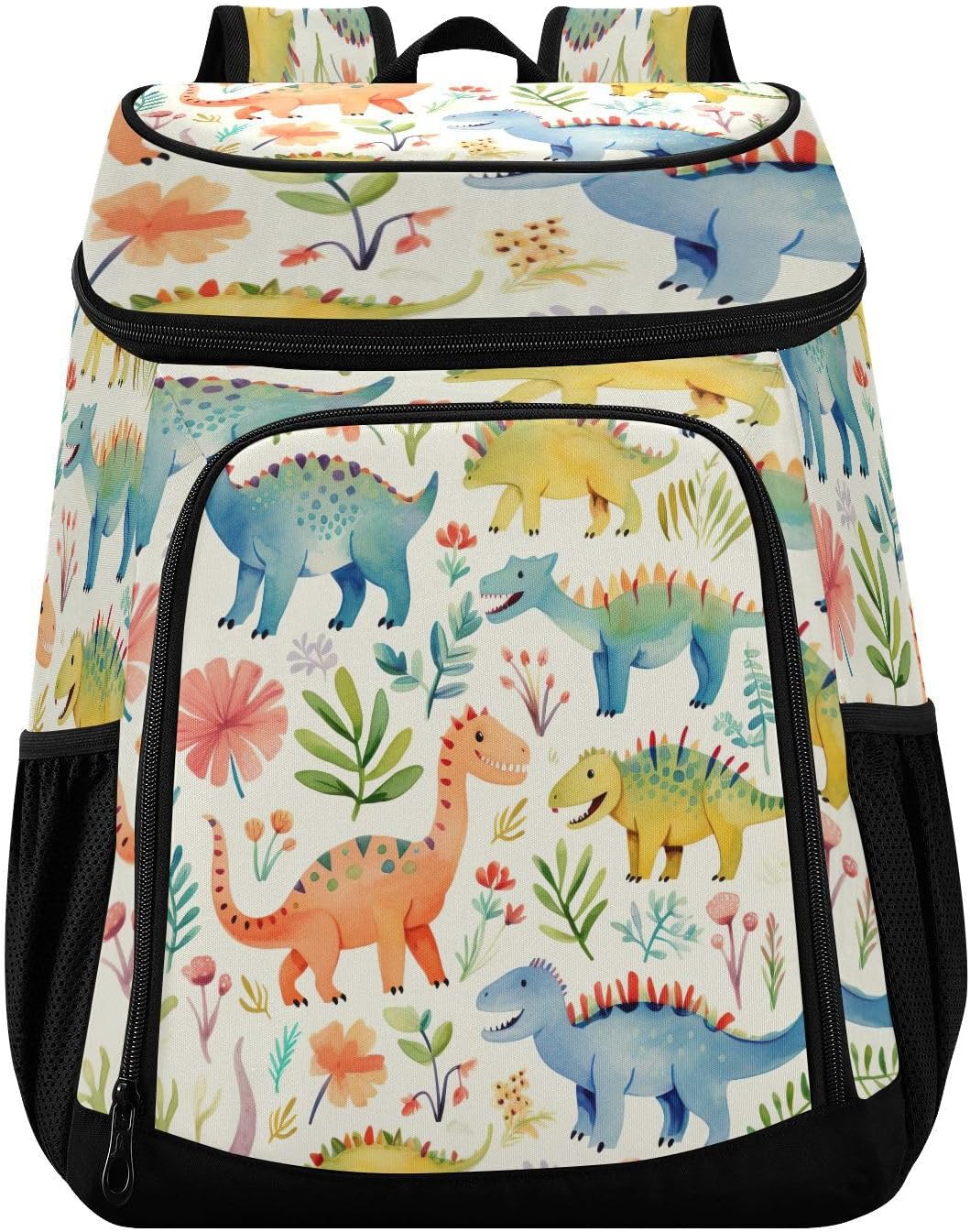 Watercolor Dinosaurs Cooler Backpack 36 Cans Leakproof Waterproof Backpack Cooler Bag Beach Accessories Travel Camping Fishing Backpack for Women Men