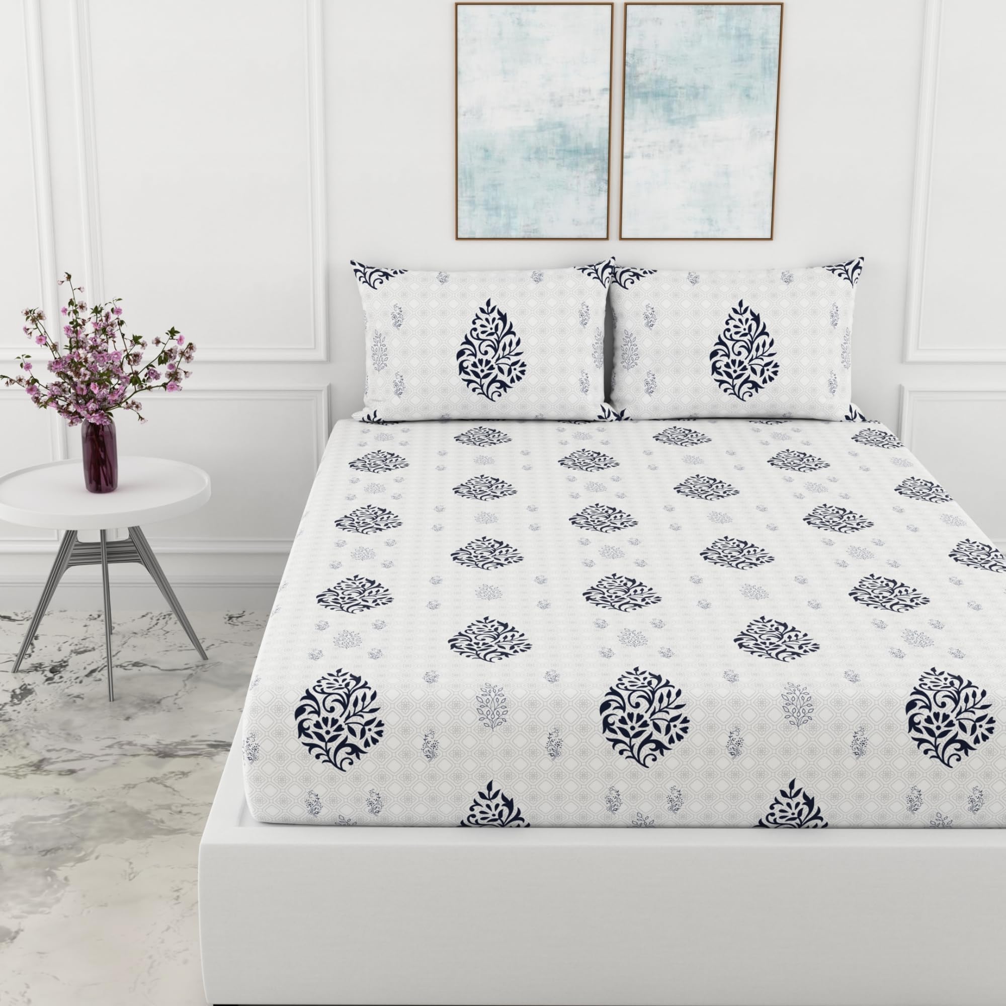 King Size Cotton Fitted Sheet Set - Loreto -19 King Size Cotton Fitted Sheet Set - Loreto -19