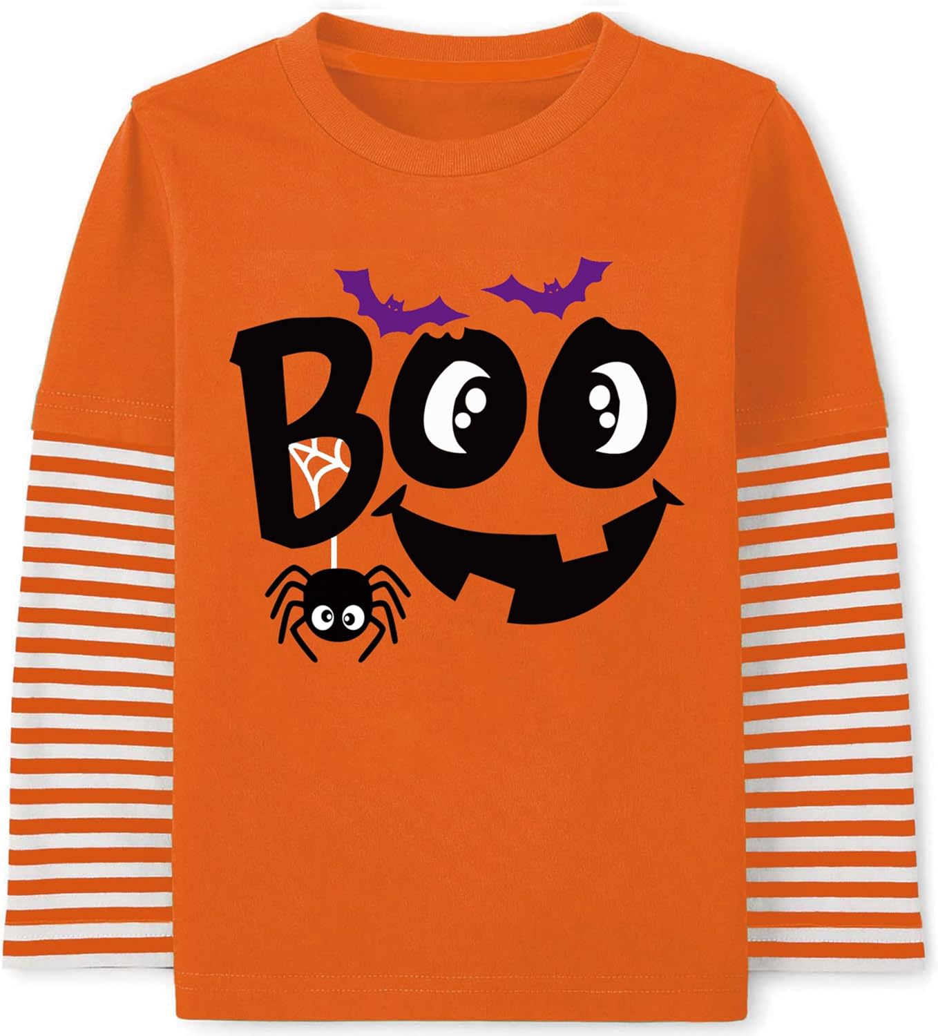 Halloween Shirt for Boy Girl Pumpkin Excavator Ghost Stripe Long Sleeve Toddler Baby Skeleton Tops