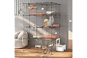 4-Tier DIY Cat Kennel with Detachable Litter Box, Indoor Cage for 1-2 Cats