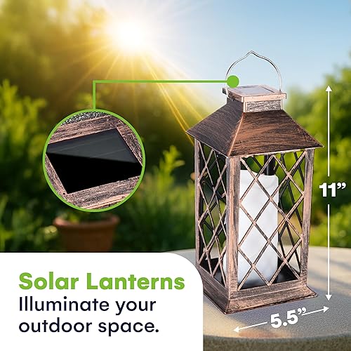 Miniatura 3 de SteadyDoggie - Farol solar impermeable - Luces decorativas colgantes de patio o lámpara de mesa con patrón 6X - Tarro iluminado sin cordón- Linterna