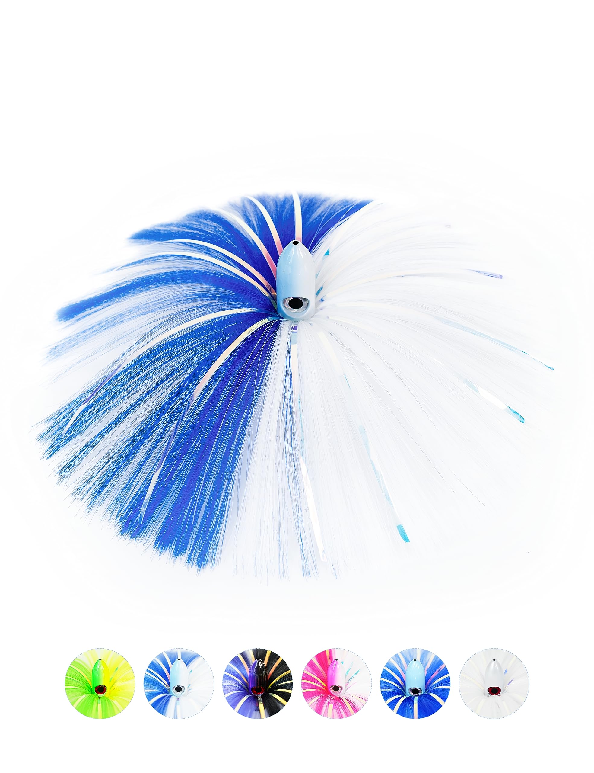 BLUEWING Sea Trolling Lures with Lead Head Saltwater Fishing Witches Big Game Ballyhoo Skirt for Tuna, Wahoo, Sailfish, Mahi Mahi 1oz, 2oz, 4oz, 6oz,