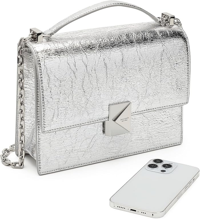 Женские сумки Kate Spade New York Deco Crinkle Metallic Leather Chain Shoulder — фото 4